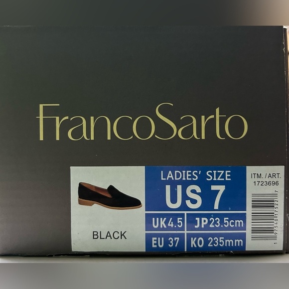 Franco Sarto Jeela Black Suede Loafers Women’s Sz 7 Leather Upper New With Box - Picture 11 of 11